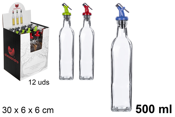 Galheteiro quadrado vidro con rolha anti gotejamen  500 ml