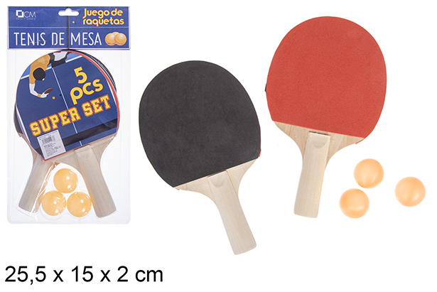 [101473] Pack 2 raquetes de pingue-pongue + 3 bolas