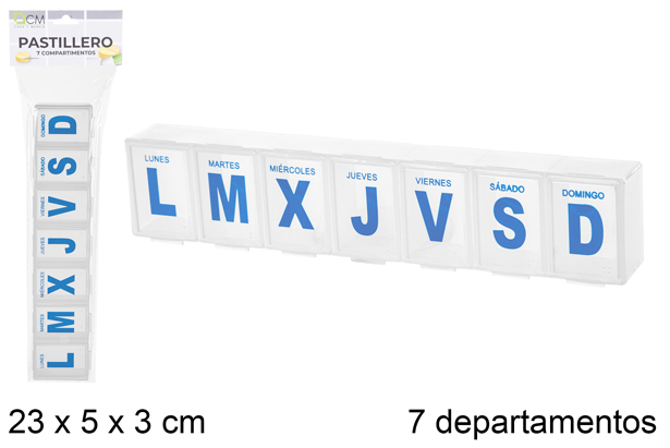 [107779] Caixa de comprimidos semanal de plástico 7 departamentos
