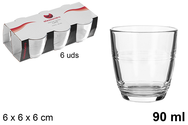 Pack 6 tazzine caffè in vetro 90 ml
