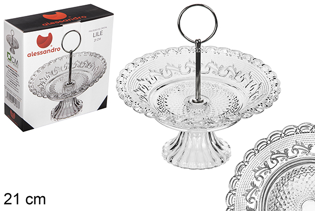 Portafrutta in vetro con manico Lile 21 cm