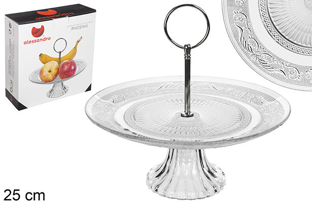 Frutero cristal con asa Phoenix 25 cm