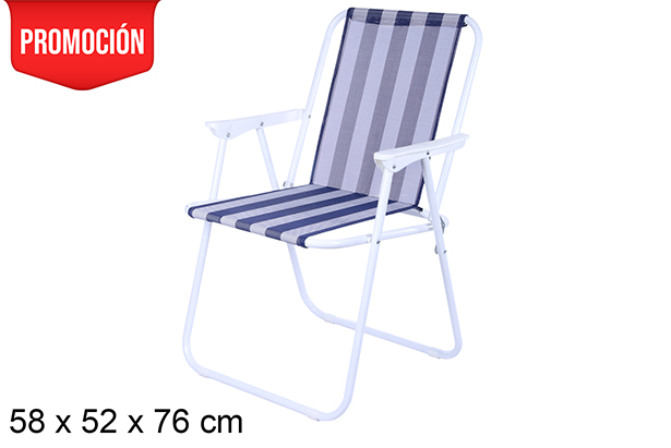 Chaise de plage pliante Fibreline rayures bleu/blanc 58x52 cm