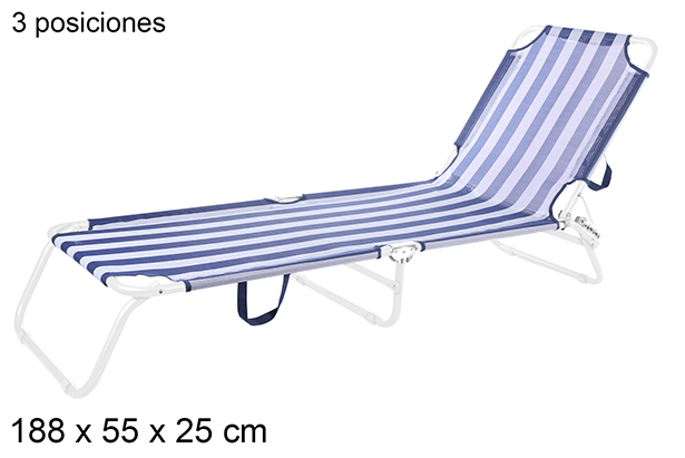 Folding 3-position Textilene sun lounger blue/white stripes 188x55 cm