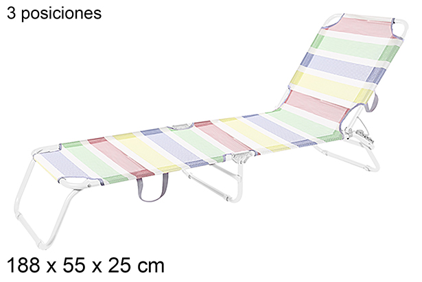 Folding lounger 3 positions Textilene colorful stripes 188x55 cm