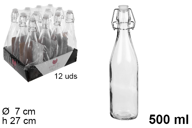 Glass bottle with mechanical stopper 500 ml