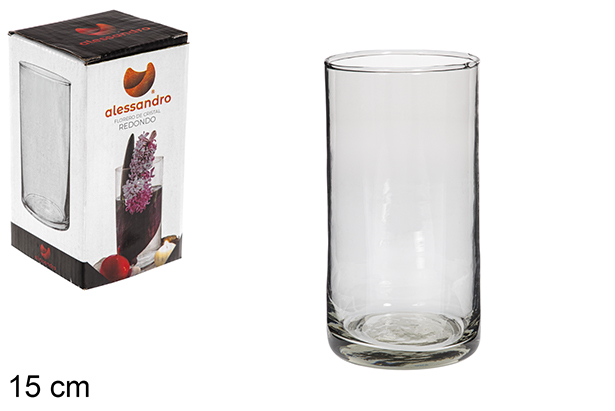 [106229] Round glass flower vase 15 cm