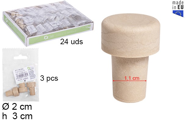 Pack 3 tapones plástico pequeños