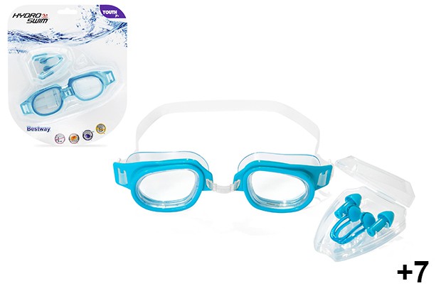 Set natación gafas + pinza nariz + tapones oídos +7 años