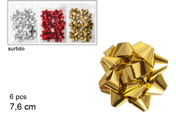 [107554] Pack 6 fiocchi regalo colori assortiti 7,6 cm