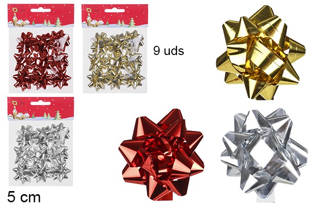 Pack 9 fiocchi regalo colori assortiti 5 cm