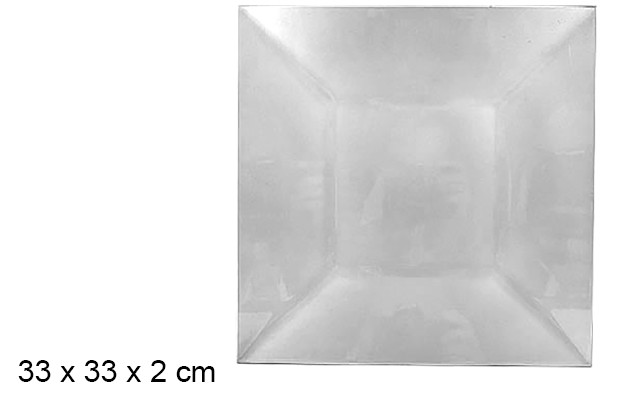 Bajo plato cuadrado plata brillo 33 cm 