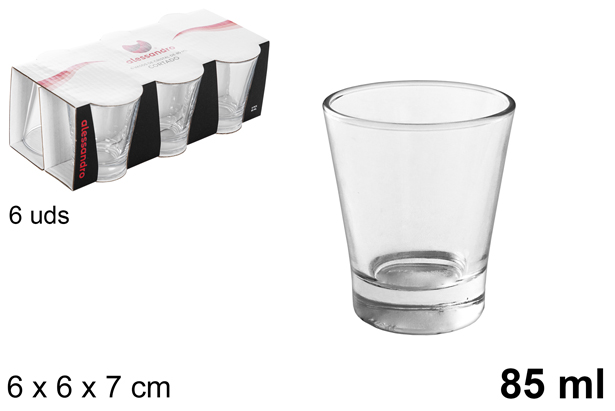 Pack 6 tasses à café en verre 85 ml