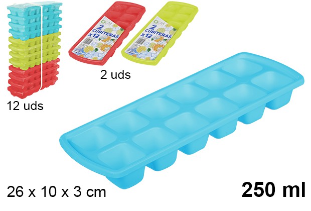 [108071] Pack 2 bandejas de cubos de gelo cores sortidas 250 ml