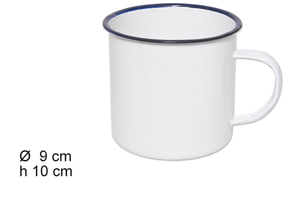 Taza latón esmaltada blanca 9 cm