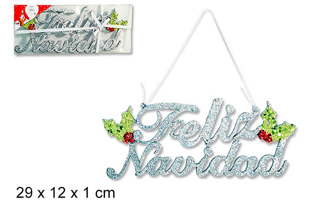 Silver sign Feliz Navidad 29x12 cm