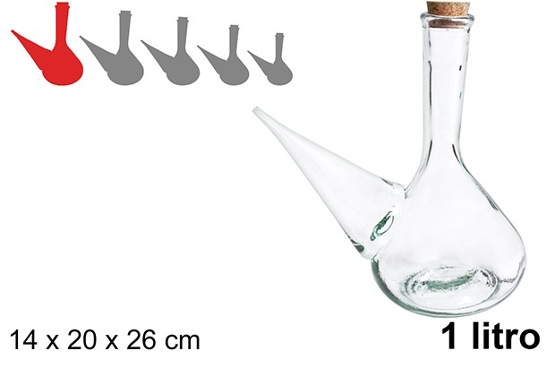 Porrón cristal rustico tapón corcho 1 l.