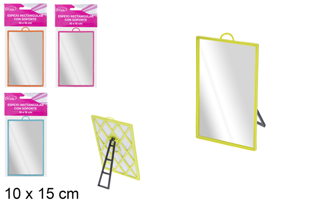 Espejo rectangular con soporte 10x15 cm