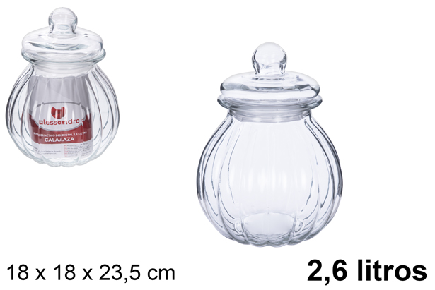 Bote cristal calabaza hermético 2,6 litros