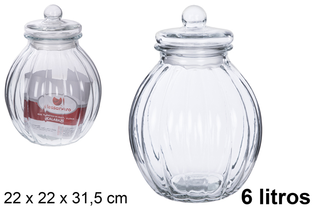 [108003] Bote cristal calabaza hermético 6 l.