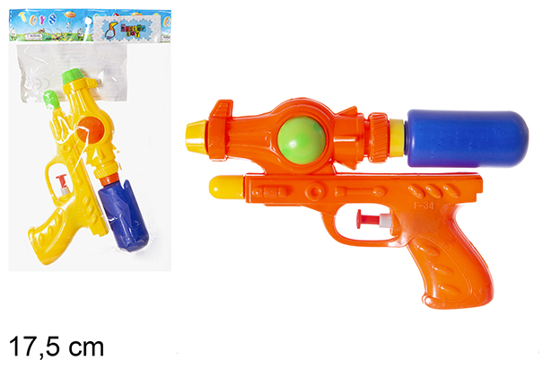 Pistolet à eau couleurs assorties 17,5 cm