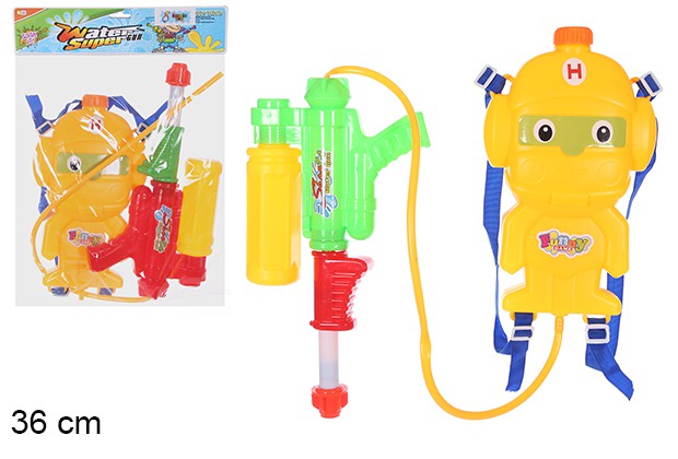 Pistola de agua con mochila y cebador colores surtidos 36 cm