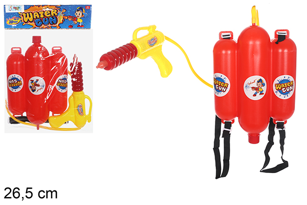 Pistola ad acqua con zaino colorato 26,5 cm