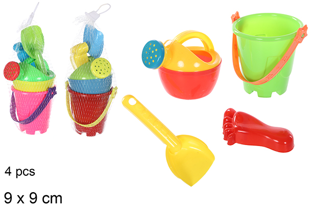 Cubo playa colores con 4 accesorios