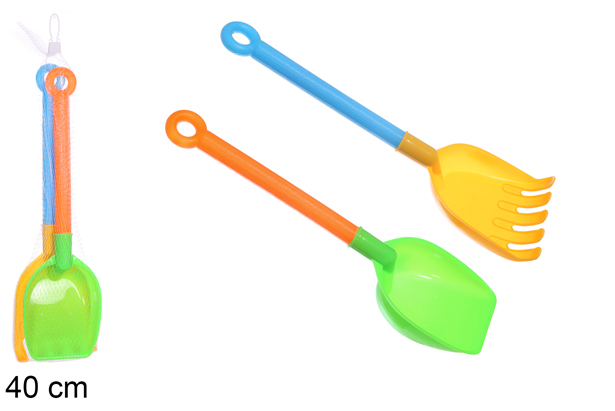 Pack 2 pelles de plage colorées 40 cm