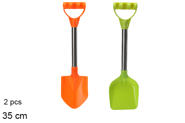 Pack 2 pale da spiaggia con manico in metallo 35 cm