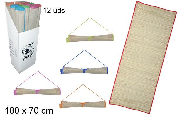Tapis de paille avec poignées couleurs assorties 180x70 cm