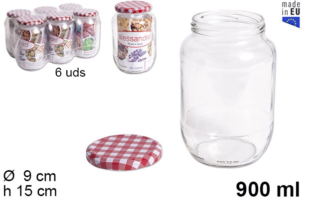 Bote cristal redondo tapa vichy 900 ml