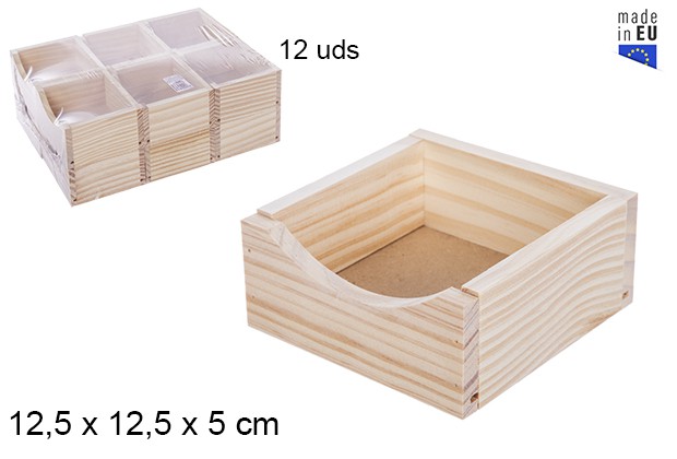 Natural wood napkin holder 12,5 x 12,5 cm