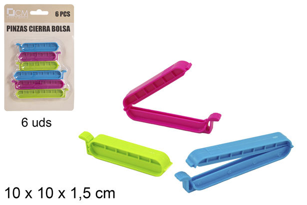 Pack 6 pinzas cierra bolsa