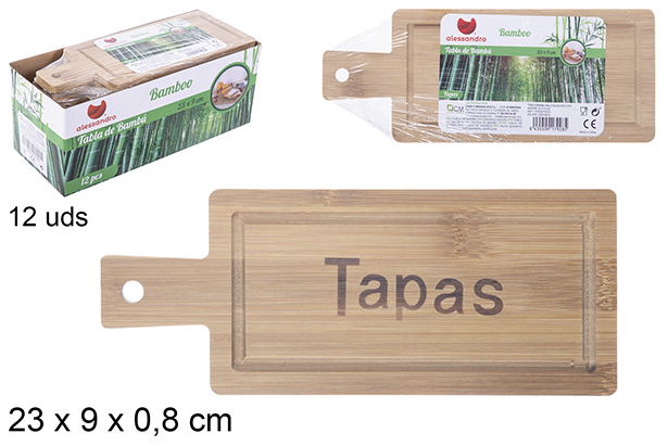 Tabla bambú multifunción con mango 23x9 cm