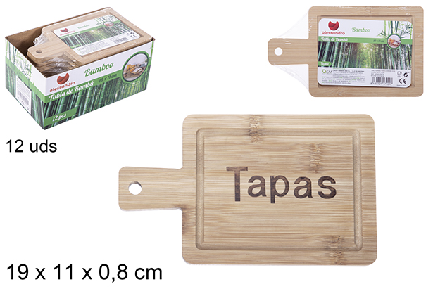 Bamboo cutting board with handle 19x11 cm
