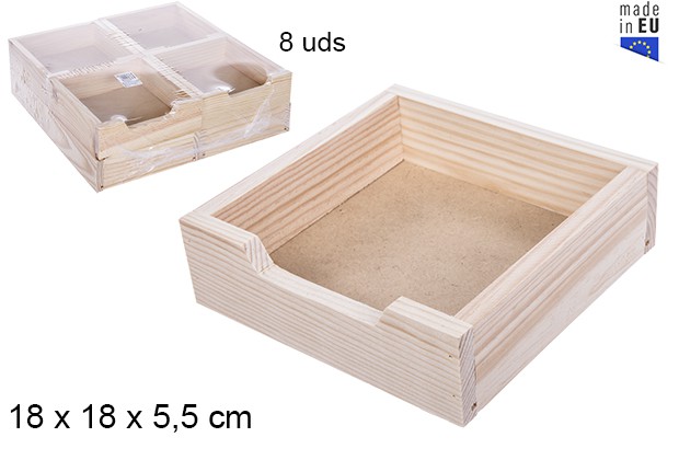 [108686] Portatovaglioli in legno naturale 18x18 cm