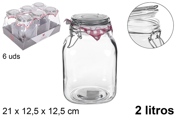 Pote de vidro quadrado hermético 2 litros