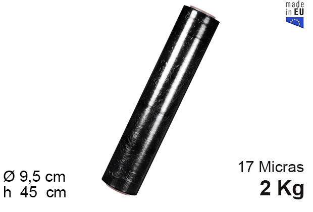 Black stretch film 17 microns wide 450 2 kg
