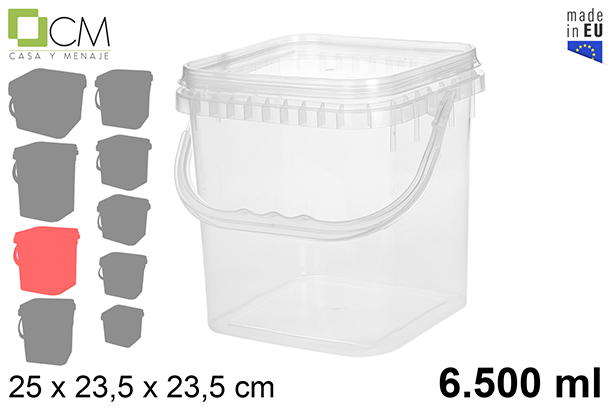 Récipient en plastique multi-usages carré 6.500 ml