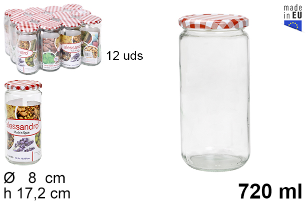 Bote cristal redondo tapa vichy 720 ml