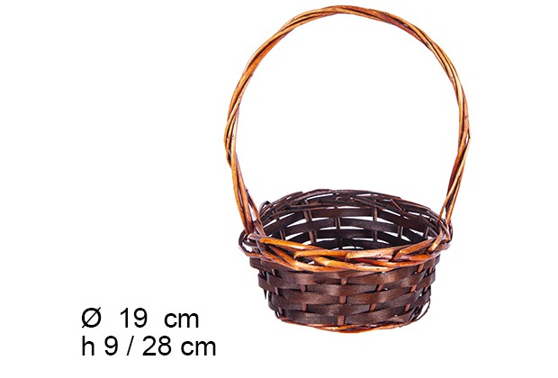 [108224] Cesto rotondo in vimini di mogano 19x19x9 cm