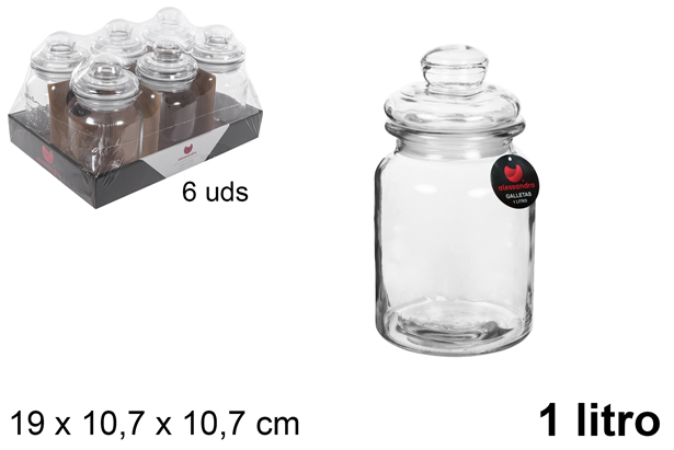 [107993] Barattolo di vetro alto a chiusura ermetica 1 litro