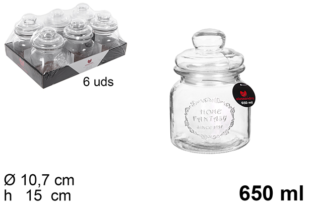[107994] Bote cristal hermético alto 650 ml