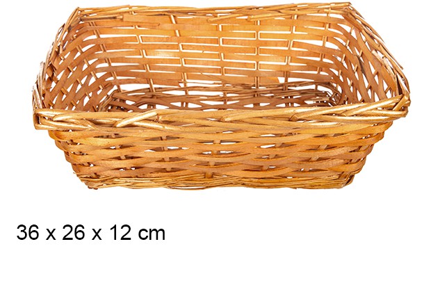 Cesto rettangolare in vimini color miele 36x26x12 cm