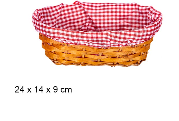 Panera mimbre ovalada miel con tela 24x14 cm