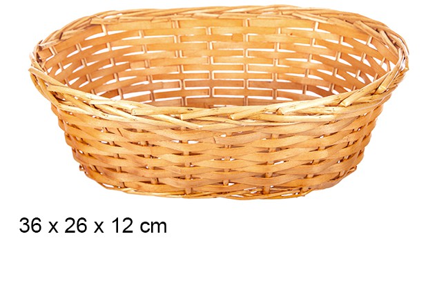 Cesto oval em vime cor de mel 36x26 cm
