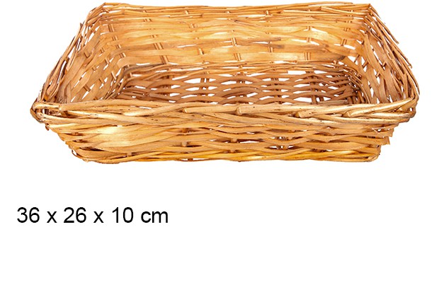 Cesta mimbre rectangular miel 36x26x10 cm