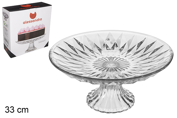 Diamond glass cake holder 33 cm