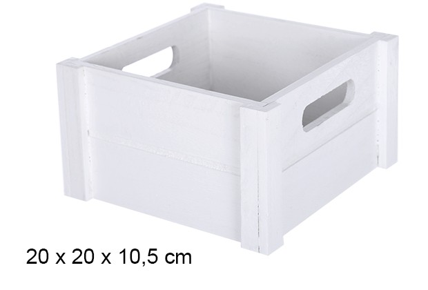 Caja madera cuadrada blanca 20 cm